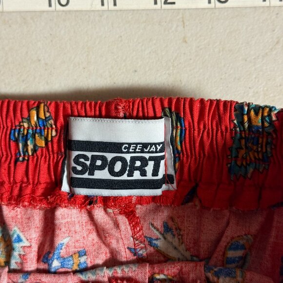 Vintage Cee Jay Sport Red Southwestern Print Tiered Skirt | Made in USA | Size M - Picture 8 of 9